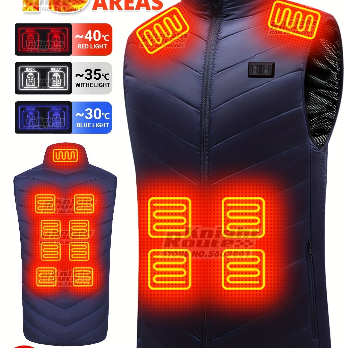 Men's 15 Areas Heated Vest, (Battery Pack Not Included) Active Mid Stretch Zip Up Sleeveless Jacket For Outdoor Fall Winter