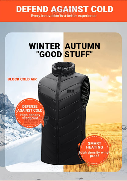 Men's 15 Areas Heated Vest, (Battery Pack Not Included) Active Mid Stretch Zip Up Sleeveless Jacket For Outdoor Fall Winter