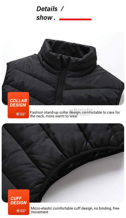 Men's 15 Areas Heated Vest, (Battery Pack Not Included) Active Mid Stretch Zip Up Sleeveless Jacket For Outdoor Fall Winter