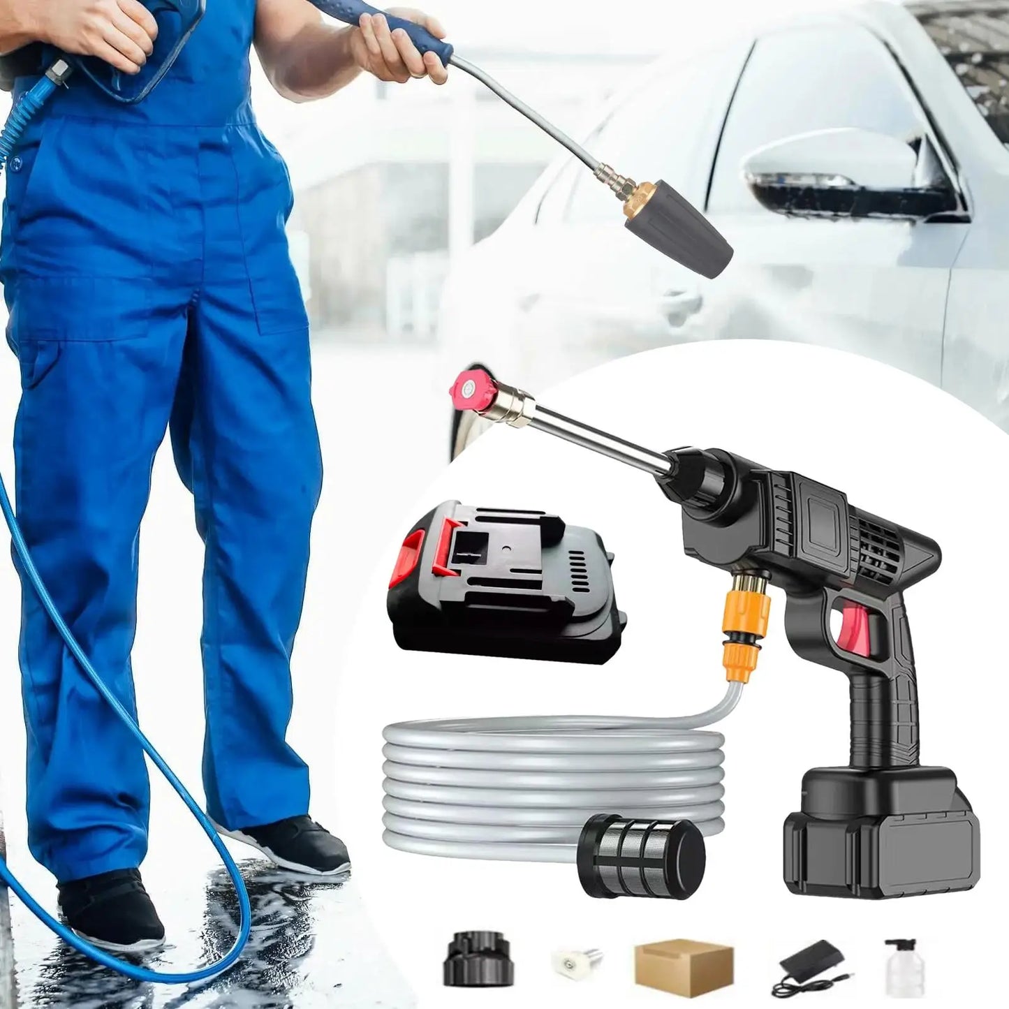 Cordless High-Pressure Washer – Portable Electric Cleaner for Car, Garden & Home