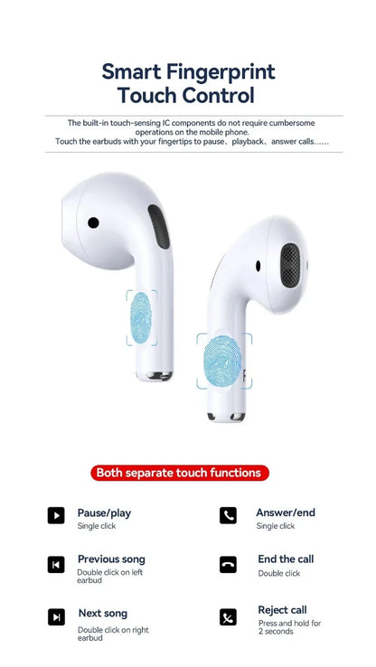 AirPods Pro 4 TWS Wireless Earbuds – Bluetooth In-Ear Headphones