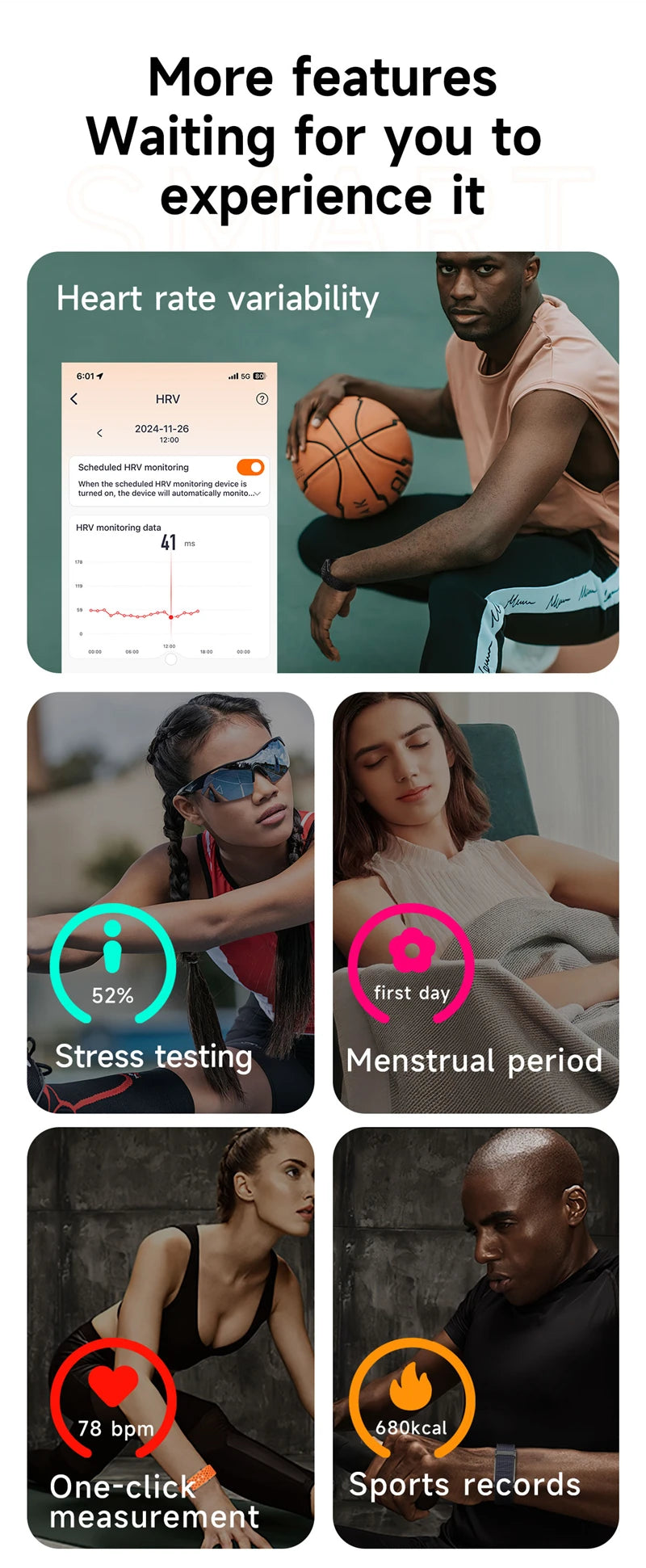 Smart Fitness Band – Heart Rate & Blood Pressure Monitor, Waterproof