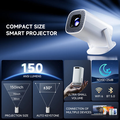 PRO Mini Projector – Portable 4K HD Smart Projector with Bluetooth