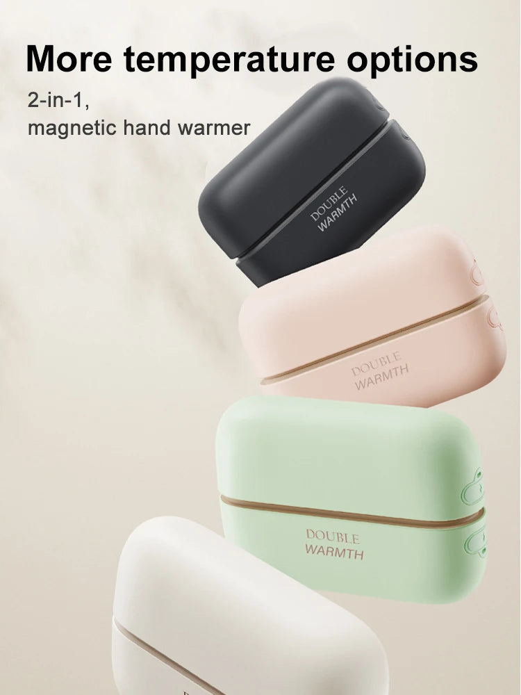 2025 New Magnetic Hand Warmers 2 in 1 Rechargeable Portable Mini Handwarmers Long Lastin Safe Heating Warmer PocketHeater Winter