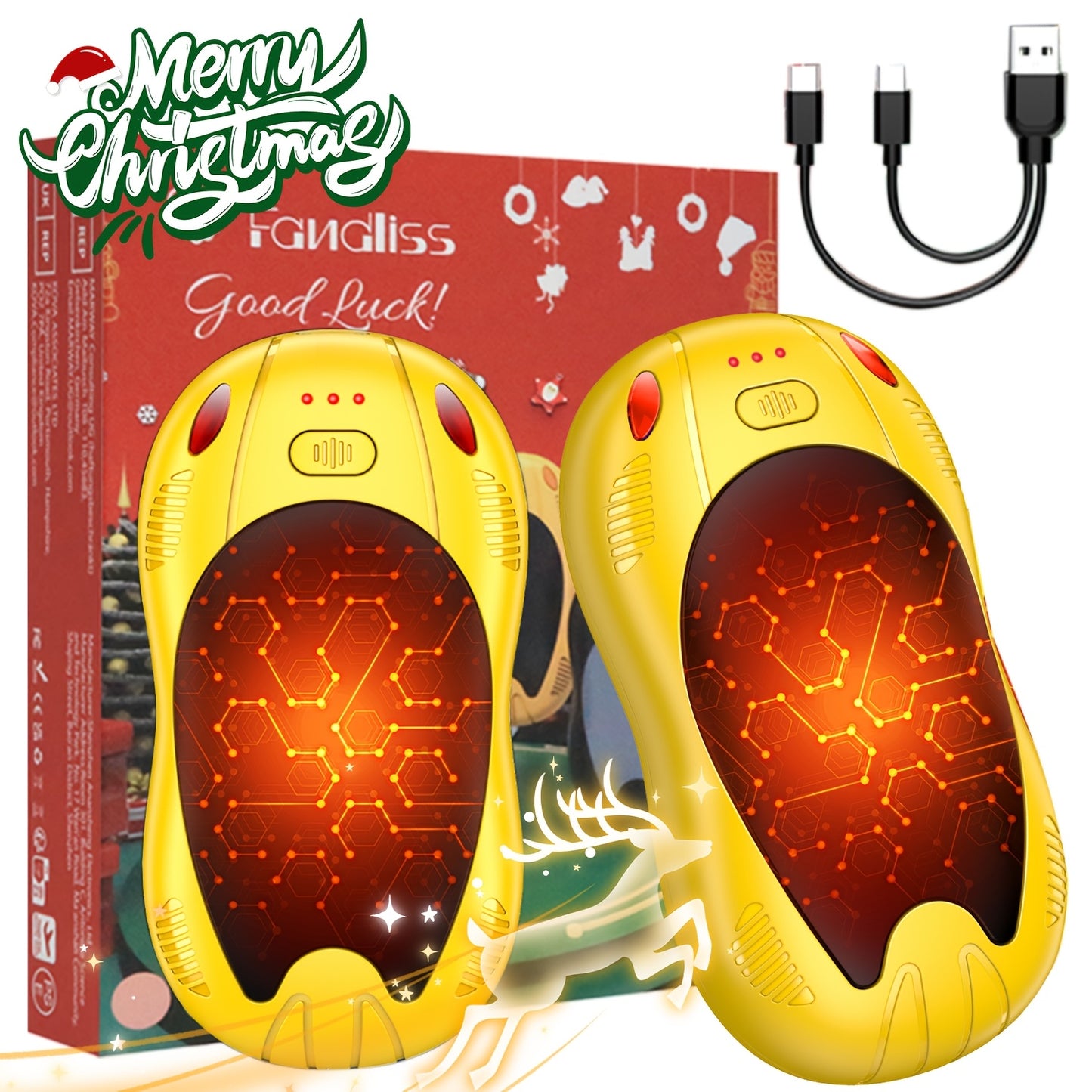 AISITIN 2-in-1 Magnetic Rechargeable Hand Warmer, 2 Counts, 3 Temperature Control Pocket-Size Electric Hand Warmer, Perfect For Winter Outdoor Sports, Skiing & Camping, Ideal Gift For Thanksgiving & Christmas