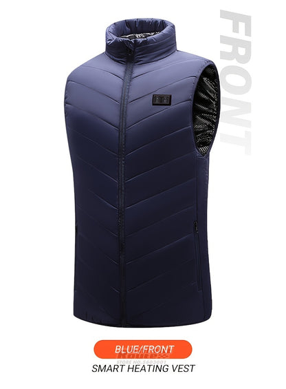 Men's 15 Areas Heated Vest, (Battery Pack Not Included) Active Mid Stretch Zip Up Sleeveless Jacket For Outdoor Fall Winter
