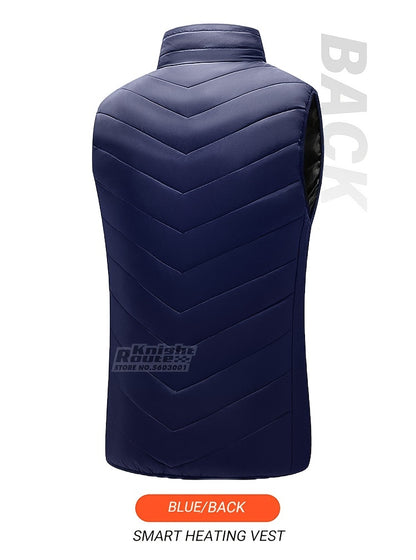 Men's 15 Areas Heated Vest, (Battery Pack Not Included) Active Mid Stretch Zip Up Sleeveless Jacket For Outdoor Fall Winter